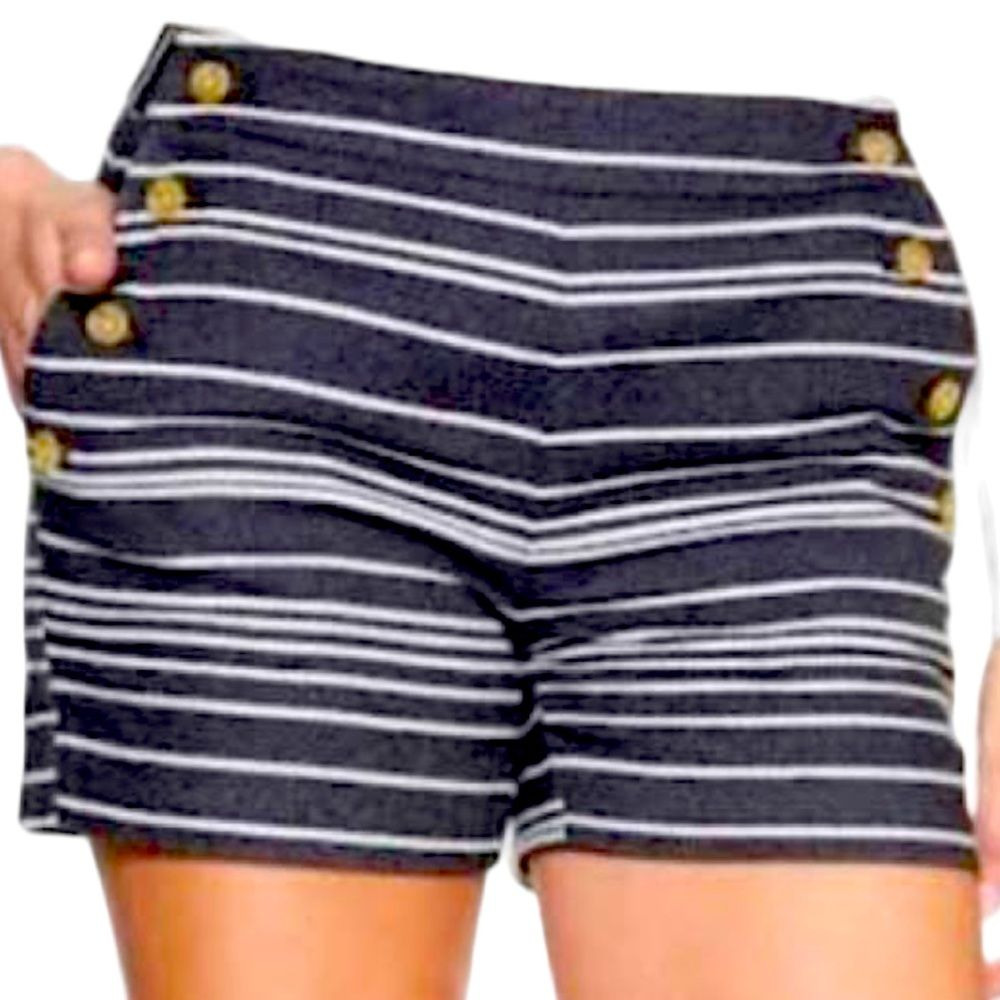 Banana Republic‎ Navy Blue Striped Sailor Shorts 6